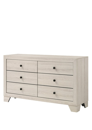 English Elm 1pc Six-Drawer Storage Dresser 58.5" Wide Brown Finish Solid Wood Bedroom Chest with Ample Storage अनुभव White Washed 61.02 L x 19.29 W x 33.07 H B011P332213