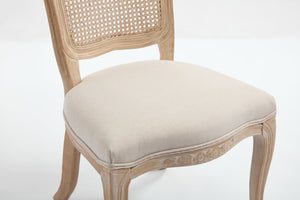 English Elm French Country Dining Chairs Set Of 2, Upholstered Rattan Back Accent Chairs For Dining & Living W3426P324538