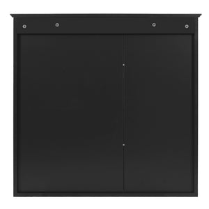 English Elm 30 30 Inch Mirror Medicine Cabinet with Half-Moon Design, Soft-Close Hinges, Open Shelf & Solid-Wood Frame Black N710P322812B