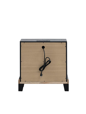 English Elm Livingston Black 2-Drawer Nightstand with AC, USB & USB-C Charging, Dovetail Drawers, Modern Finish B078P366202