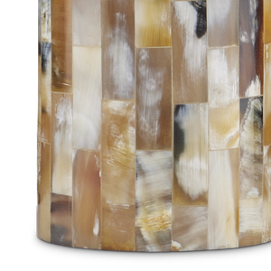 Colevile Table Lamp - Elegant Horn Inlay Design with Oatmeal Linen Shade & Brass Finial, 30.25" Tall