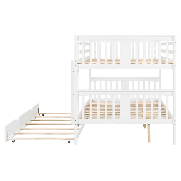 English Elm Full Over Bunk Bed with Twin Trundle Solid Pine Frame Gray Convertible LT100204AAK
