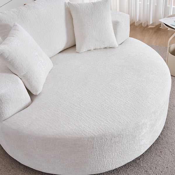 English Elm Round Swivel Barrel Chair Plush Chenille Upholstery Cozy Accent Seat for Any Room Beige W2915P338892