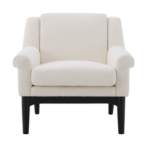 English Elm Modern Boucle Accent Chair Sculpted Flared Arms Birch Legs Mid-century Living Room N723P426251A