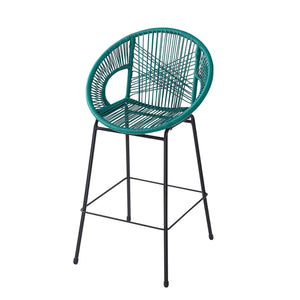 English Elm Christopher Knight Home® - Ferrara Outdoor Faux Wicker Barstool Set of 2 — Ergonomic PE Rattan Seating with Iron Frame, Durable Teal N775P266222T
