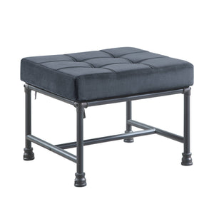 English Elm Brantley Gray Velvet Ottoman with Sandy Gray Finish — Memory Foam Seat, Metal Frame, Accent Pillow Included B2726P287570