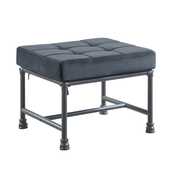 English Elm Brantley Gray Velvet Ottoman with Sandy Gray Finish — Memory Foam Seat, Metal Frame, Accent Pillow Included B2726P287570