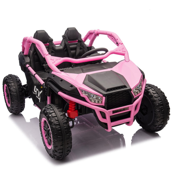English Elm 24v Two Seater Kids Utv with Parental Remote Dual Motors Four Wheel Suspension Led Pink W1578P198434