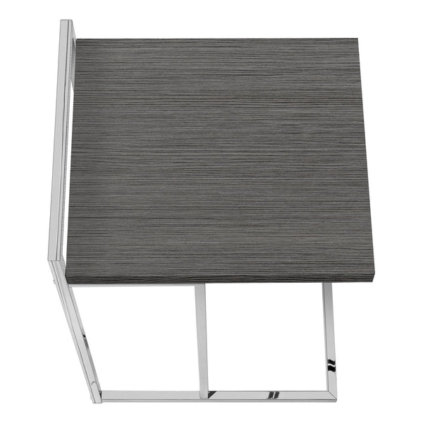 English Elm Accent Table - Stylish C-Shaped Design For Small Spaces, Grey Laminate Top & Chrome Metal Base B2710P219376