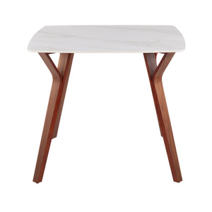 English Elm Dinette Square Marble Top Table with Walnut Bentwood Legs Seats Four Apartments B202P471543