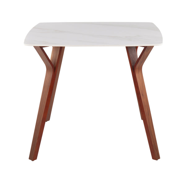 English Elm Dinette Square Marble Top Table with Walnut Bentwood Legs Seats Four Apartments B202P471543
