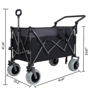English Elm Multi-functional All-terrain Folding Wagon with Balloon Tires and 300l Outdoor Capacity W2932P317114