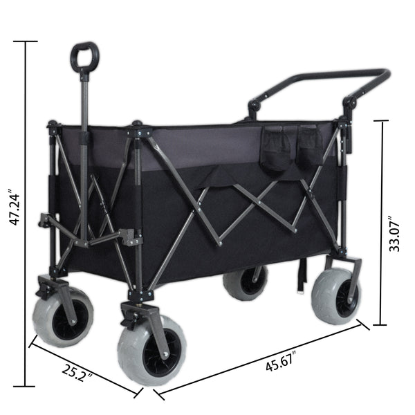 English Elm Multi-functional All-terrain Folding Wagon with Balloon Tires and 300l Outdoor Capacity W2932P317114