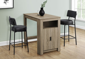 English Elm Dining 48" Counter Height Rectangular Table with Side Storage Cabinet and Open Shelf, Modern Design taupe 51 L x 27 W x 5 H B2710P286996