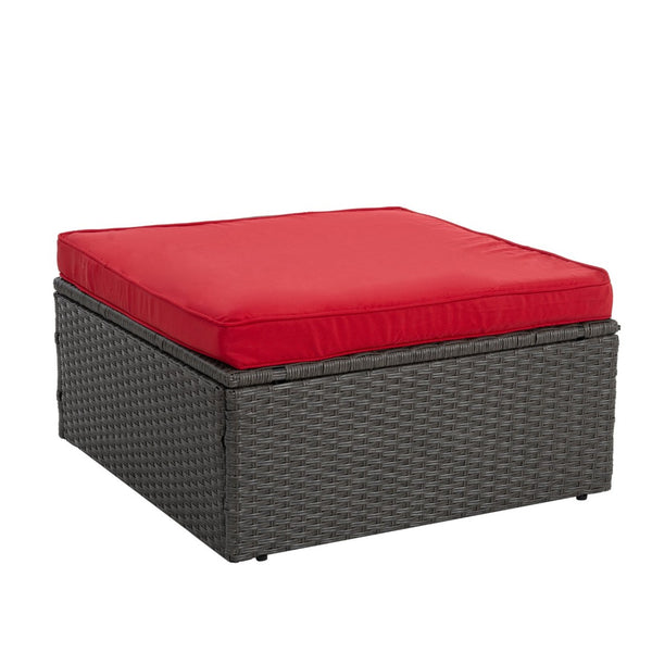 English Elm Patio 7-Piece Pe Wicker Furniture Set With Lounger Sofa, Plush Cushions & Tempered Glass Table W1703S00030-GIGA