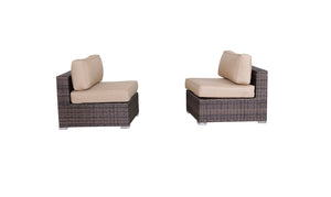 English Elm 28" Armless Outdoor Chairs Set of 2 with Sunbrella Cushions — HDPE Wicker, Weatherproof, Fully Assembled B120P352239