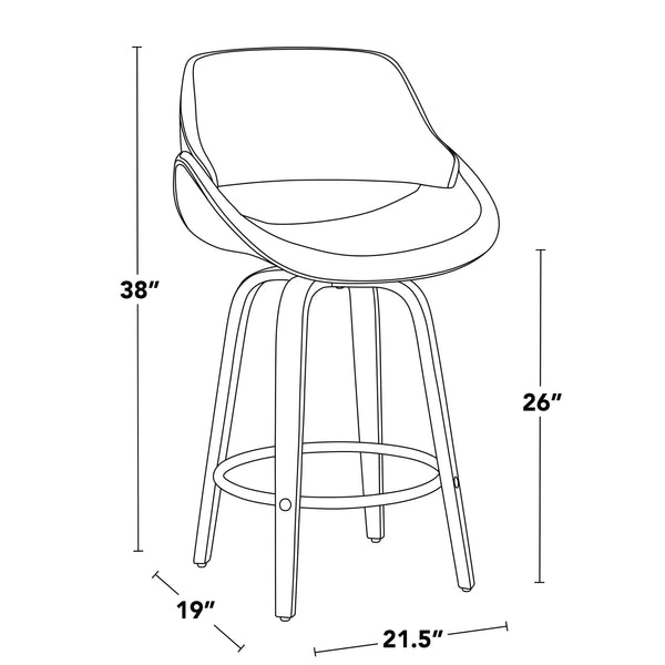 English Elm Fixed-height Swivel Counterstools with Blue Patterned Upholstery White Legs Set of 2 B202S01820