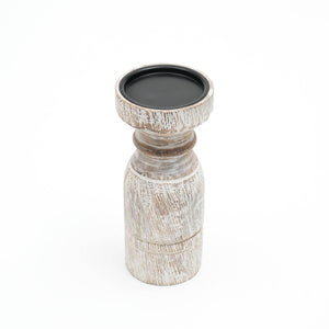 English Elm Decorative Wooden Centerpiece Candle Holder - Elegant White Stand For Timeless Charm & Ambiance B346P336844