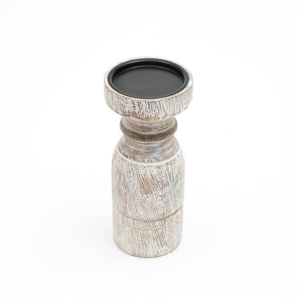 English Elm Decorative Wooden Centerpiece Candle Holder - Elegant White Stand For Timeless Charm & Ambiance B346P336844