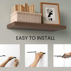 English Elm Floating Shelves Set Of 2, Light Brown Engineered Wood, Modern Minimalist Design For Clutter-Free Walls B097P369453