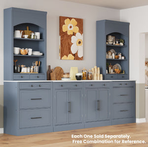 English Elm Modern 83.7in Tall Kitchen Pantry Set of 2 with Faux Marble Countertops, Durable Storage and Anti-Tip Safety Gray SP000075AAE