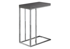 English Elm Accent C-Shape End Table Grey Laminate with Chrome Metal Base for Sofa Snack Side Use, 18x10x25 in B2710P219224