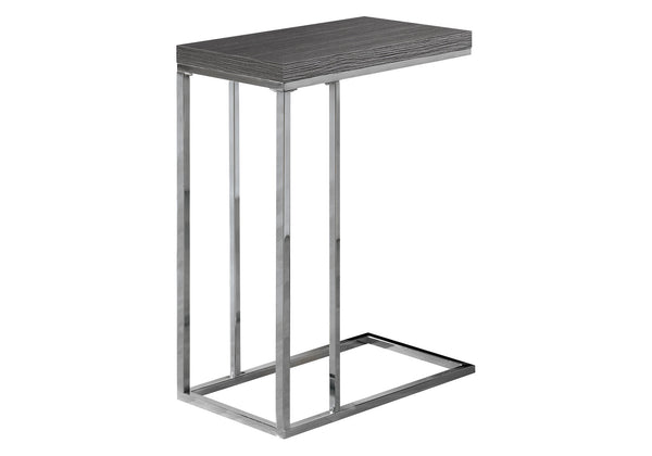 English Elm Accent C-Shape End Table Grey Laminate with Chrome Metal Base for Sofa Snack Side Use, 18x10x25 in B2710P219224