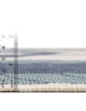 Unique Loom Outdoor Coastal Anchor Machine Made Border Rug Navy Blue, Light Blue/Ivory 9' 0" x 12' 2"