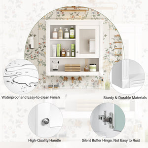 English Elm 32'' Bathroom Wall Cabinet Mirror — 32-inch Wall-Mounted Medicine Cabinet with Adjustable Shelves for Streamlined Bathroom Storage and Stylish Organization White N710P254922K