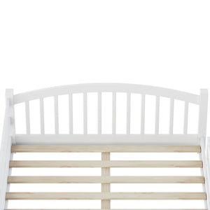 English Elm Full Montessori Pine Wood Floor Bed with Safety Rails Low Profile Kids Room Frame White N733P400299K