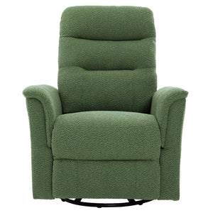English Elm Manual Recliner Swivel Rocker Boucle Chair with 8-point Massage for Nursery or Living Room Green N763P363763F