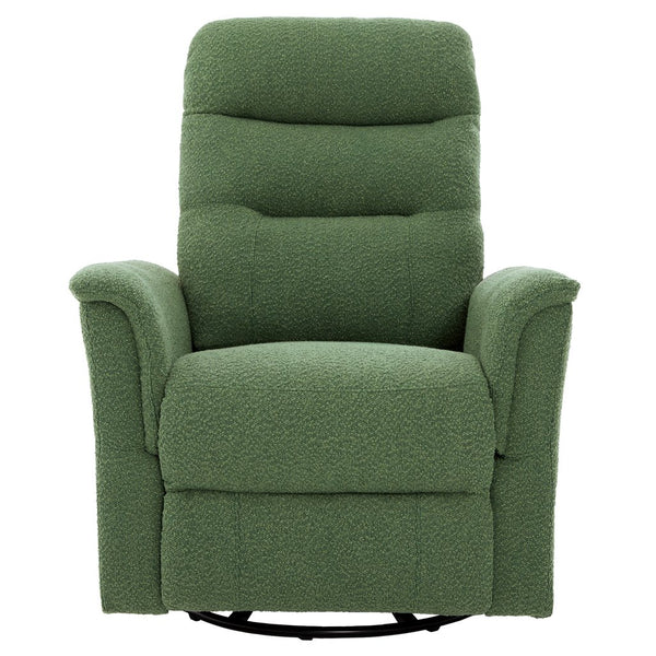 English Elm Manual Recliner Swivel Rocker Boucle Chair with 8-point Massage for Nursery or Living Room Green N763P363763F