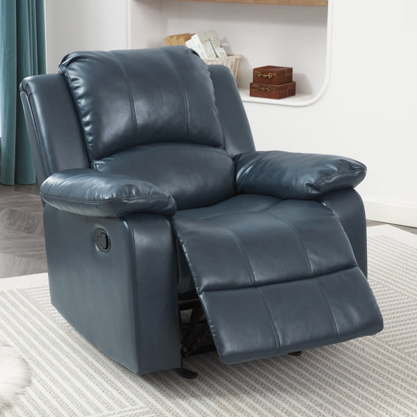 English Elm Charlotte Midnight Blue Leather Gel Glider Recliner - Elegant Comfort For Living Spaces & Relaxation B050P322571