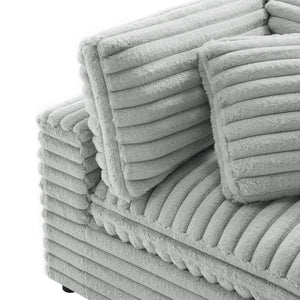 English Elm Jenny Modular 3-Piece Chofa Gray Plush Cord-Like Polyester, Down-Blend Cushions, Configurable Comfort B050S00020