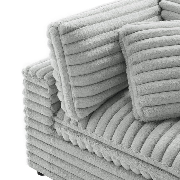 English Elm Jenny Modular 3-Piece Chofa Gray Plush Cord-Like Polyester, Down-Blend Cushions, Configurable Comfort B050S00020