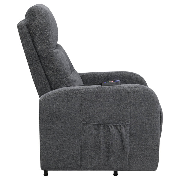 English Elm Lyle Charcoal Power Lift Massage Chair with Heat, USB Remote, Gel Memory Foam & Dual Storage Pockets B062P333409