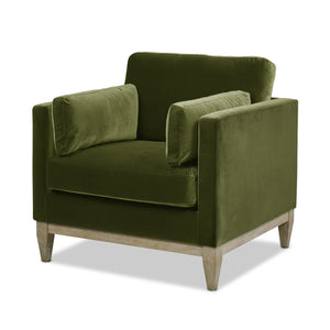 English Elm Jennifer Taylor Home - Knox 36" Modern Farmhouse Arm Chair In Olive Green Velvet - Luxurious Comfort & Timeless Design B2719P238327