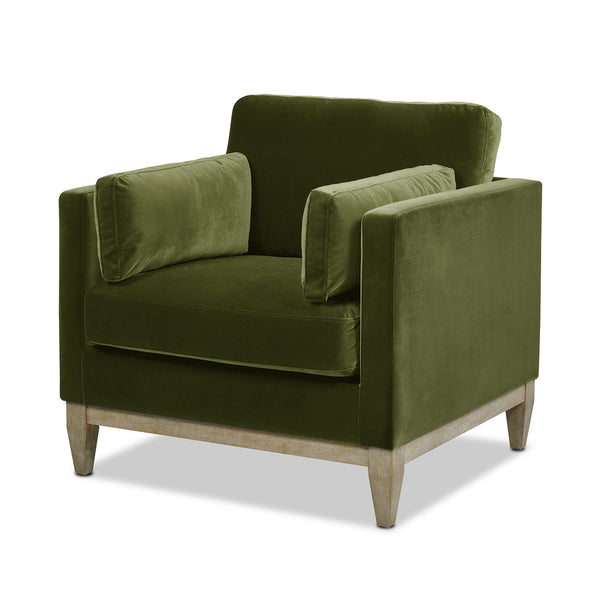 English Elm Jennifer Taylor Home - Knox 36" Modern Farmhouse Arm Chair In Olive Green Velvet - Luxurious Comfort & Timeless Design B2719P238327