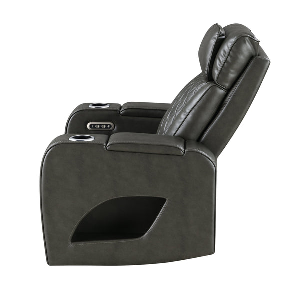 English Elm Taddeo Power Recliner with Headrest Usb Wireless Charging Led and Cup Holders B2726P435912