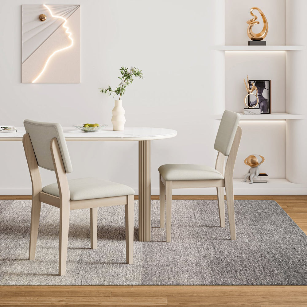 English Elm Du Cap Gray Upholstered Dining Chairs with White Wash Wood Legs Set of 2 B127P495085