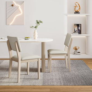 English Elm Du Cap Gray Upholstered Dining Chairs with White Wash Wood Legs Set of 2 B127P495085