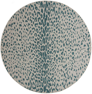 Unique Loom Outdoor Safari Samburu Machine Made Animal Print Rug Teal, Gray 10' 0" x 10' 0"