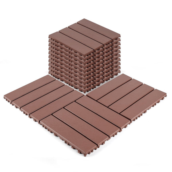 English Elm Plastic Interlocking Pp Deck Tiles Wood Grain Waterproof Patio Pool Surround 44 Pack W3022P251837