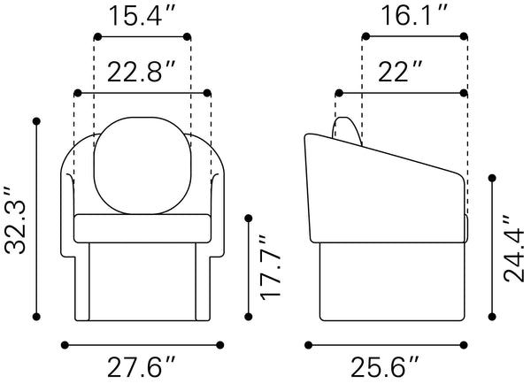 Olya Accent Chair Truffle Gray 110014 Zuo Modern