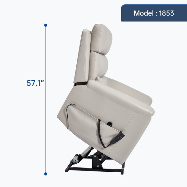 English Elm Dual Motor Power Lift Recliner with Massage Heat and 350 Lb Leatherair Support W3224S00023