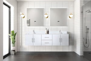 English Elm Glossy Solid Wood Double Bath Vanity 72" W x 22" D with Cultured Marble Top, Soft-Close Storage Durable B2731P258715