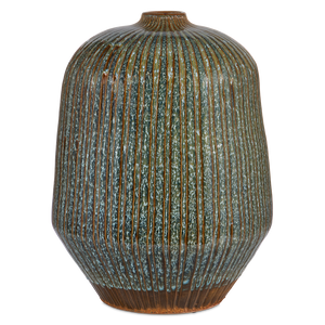 Shoulder Ceramic Vase - Hand-Thrown Thai Artistry with Textured Reactive Glaze for Bohemian Decor
