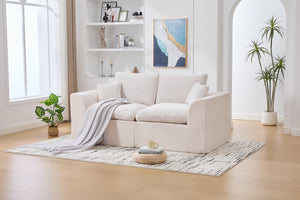 English Elm UNITED Cloud Couch Modular Sectional Sofa with Corduroy Cover, Ergonomic 2-Seater, No Assembly Needed Beige W1568P371117