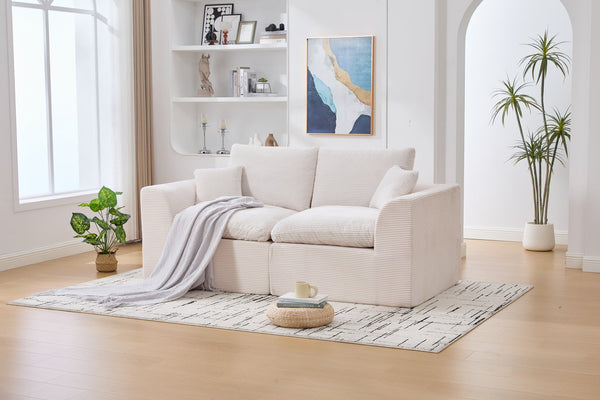 English Elm UNITED Cloud Couch Modular Sectional Sofa with Corduroy Cover, Ergonomic 2-Seater, No Assembly Needed Beige W1568P371117