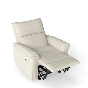 English Elm Wall Zero Wall Power Recliner Chair with Overstuffed Backrest, USB Type-C Charging Port, Space-Saving Electric Recliner for Small Rooms Beige+Grey W1028S00053